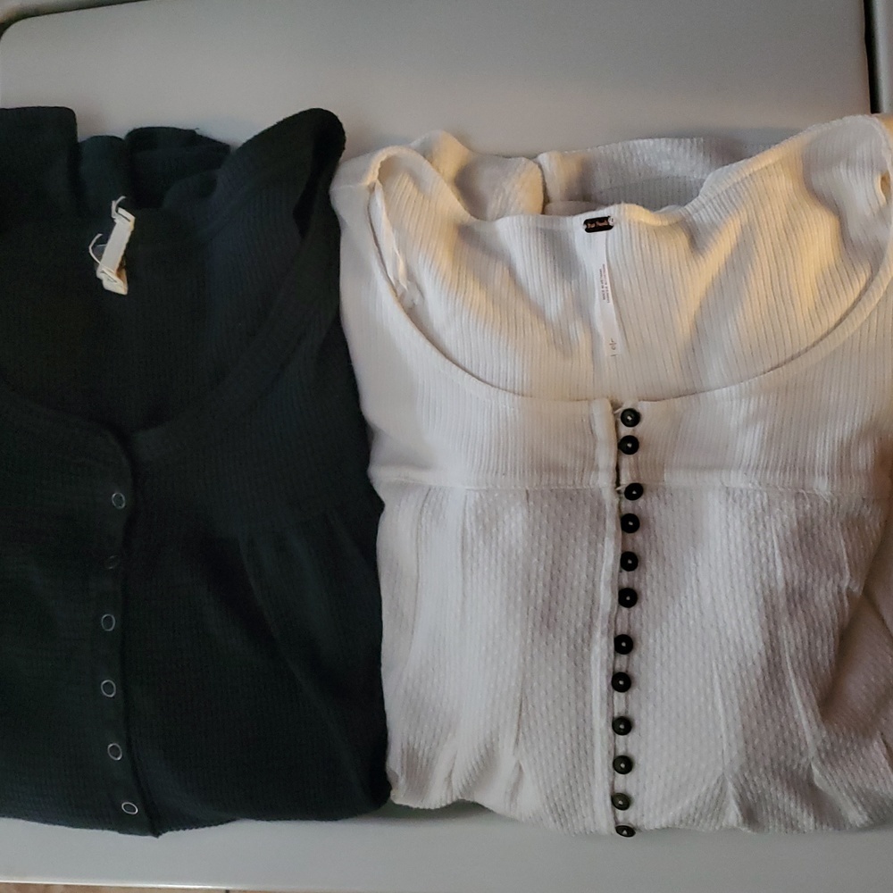 Bundle 2 Free People Basic Textured Longsleeve To… - image 1